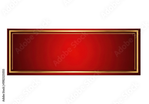 Red gradient rectangle with gold border isolated on transparent background