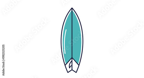 Turquoise surfboard isolated on white background for recreational water sports