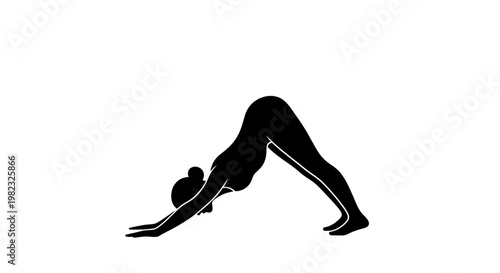 Yoga pose silhouette on white background for wellness and exercise concepts