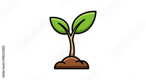 Young plant sprout illustration isolated on white with copy space