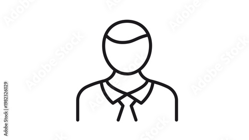 Professional businessman vector icon. Minimalist black line art illustration of a male figure wearing a shirt and tie, ideal for corporate user profiles, employee avatars, and business graphics.