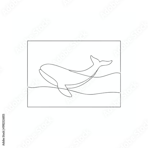 Simple Whale Line Art Design