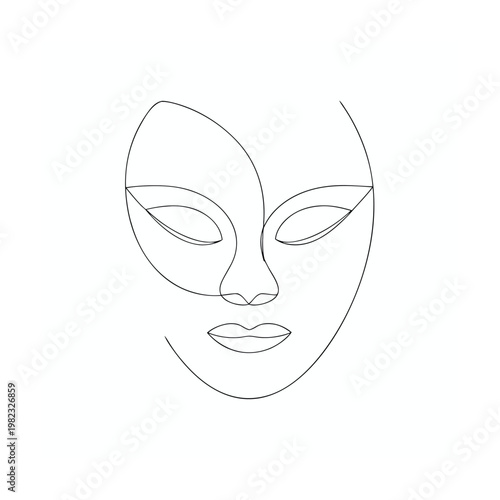 Simple Face Line Art Design