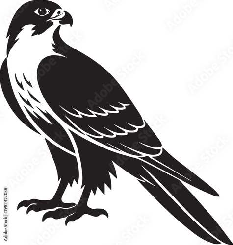 minimalist falcon bird of prey silhouette in flight flat design vector illustration