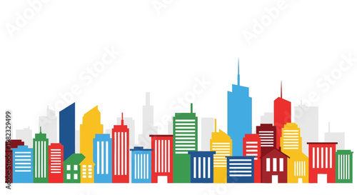 Colorful city skyline silhouette illustration modern urban architecture concept