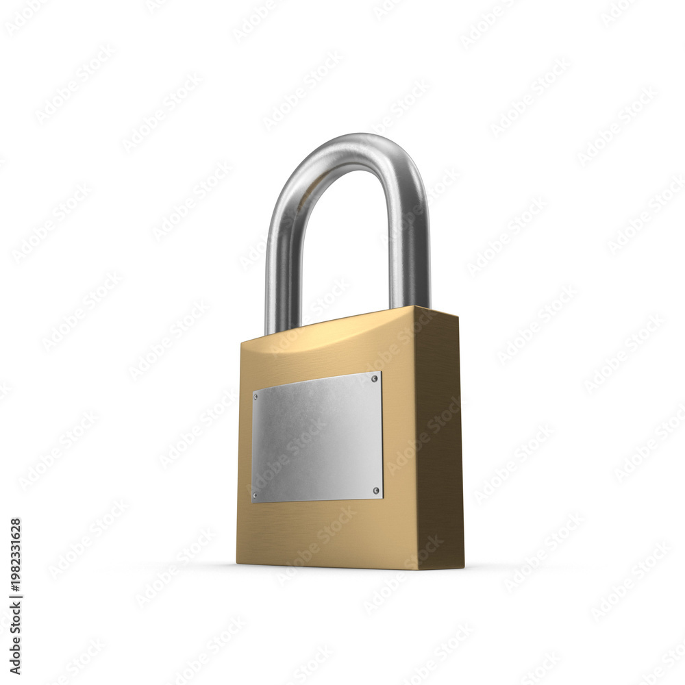 Naklejka premium Brass Padlock with Silver Shackle