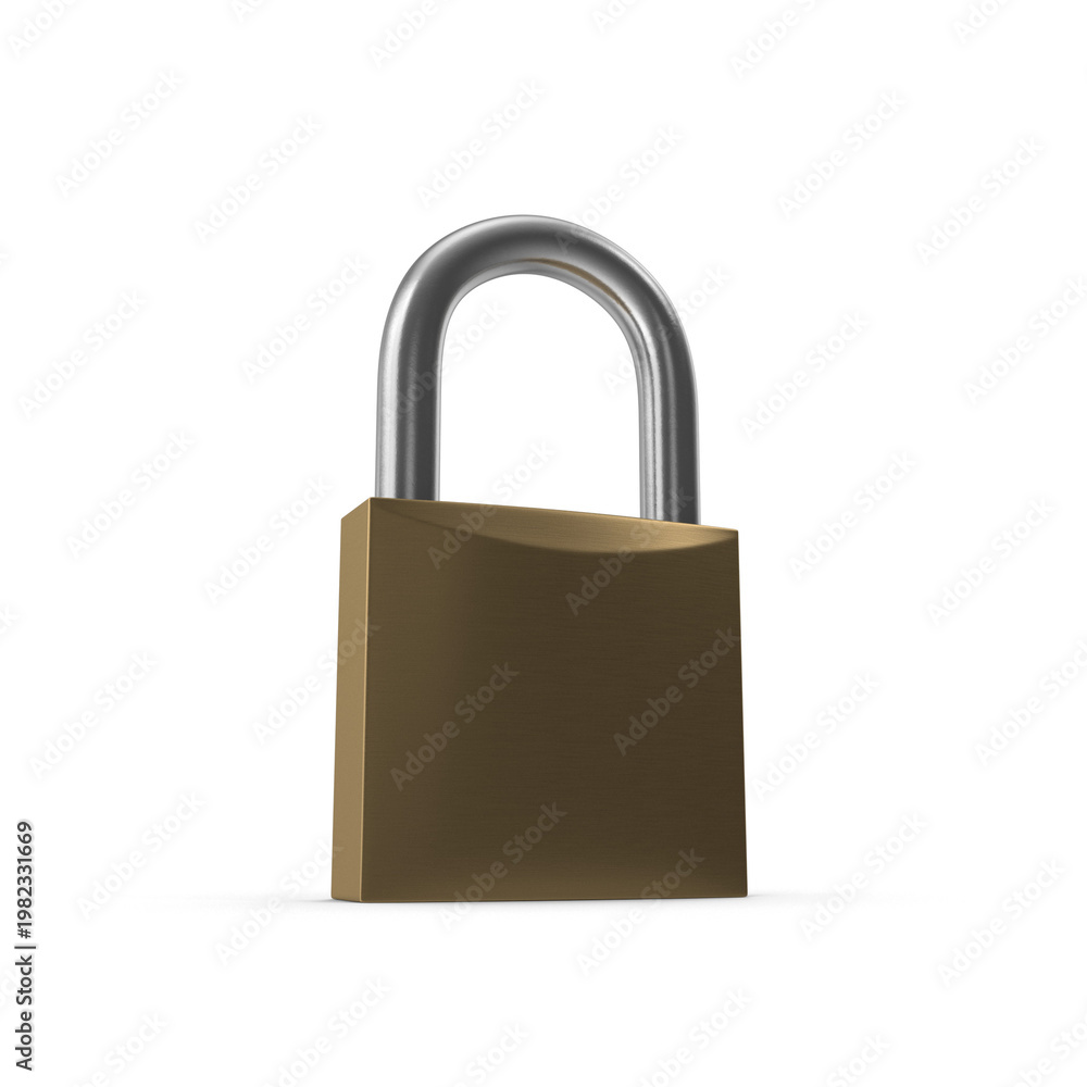 Fototapeta premium Brass Padlock with Silver Shackle