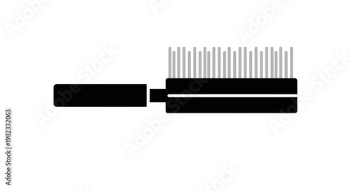 Minimalist black and white hairbrush icon graphic illustration.