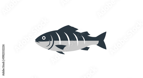 Minimalist vector illustration of a split tone fish icon.