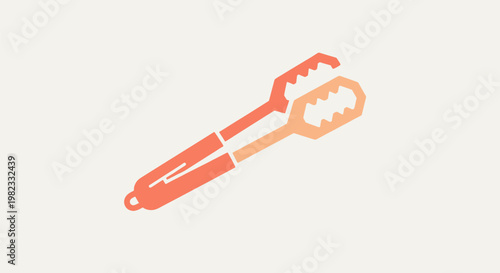 Minimalist flat icon illustration of kitchen food serving tongs.