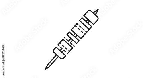 Minimalist line art illustration of a grilled kebab skewer.