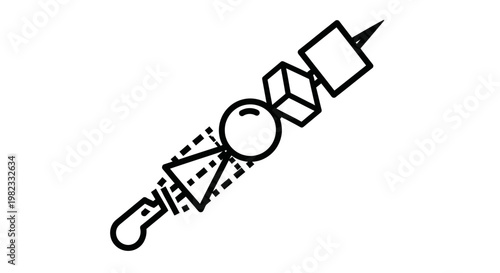 Abstract Geometric Skewer Illustration with Simple Shapes.