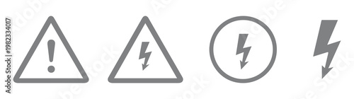 Free Download High voltage warning sign icons set, electrical hazard symbols with, caution and danger signage collection, industrial safety alert icons. High voltage electricity danger warning sign. flash signs.  - GFXLoad