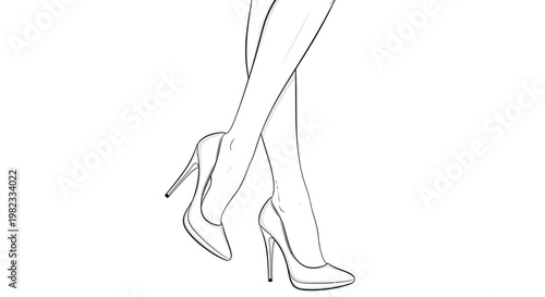 Elegant woman s legs and high heels depicted in a minimalist sketch