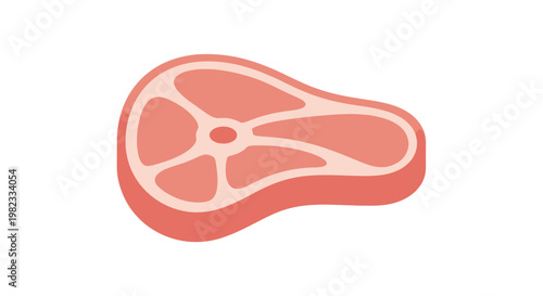 Isometric Illustration of a Raw Meat Steak Cut.