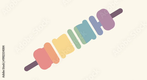 Colorful marshmallow candy skewer vector illustration.