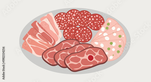 Assorted Charcuterie Platter with Cured Meats and Salami.