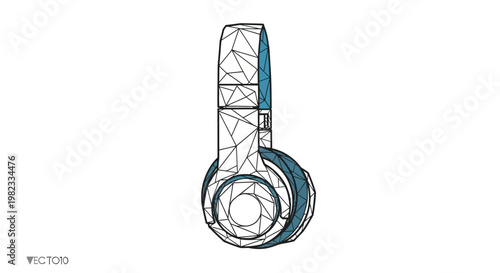 Geometric vector illustration of headphones isolated on white background
