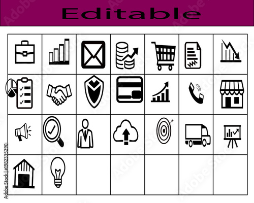 Modern Business Icons Pack Editable Minimal Line Icons