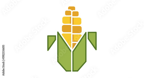 Minimalist geometric vector illustration of a corn cob icon.
