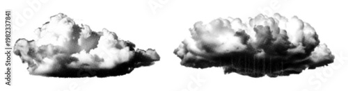 Photography PNG Silhouette of two clouds on transparent background
