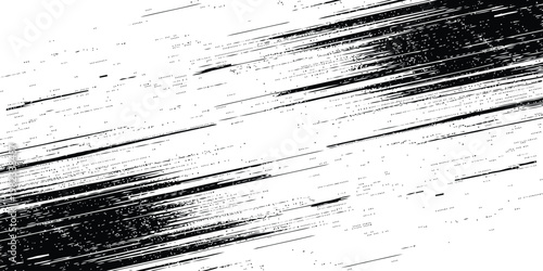 Abstract fast motion streak grunge texture with speed brush lines distressed overlay high contrast isolated white background flat vector illustration