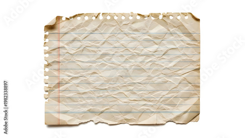 An old, worn map with faintly visible lines and markings on a parchment background isolated on white background
