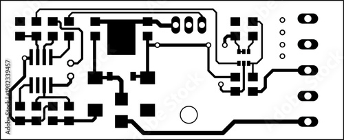 Tracing conductors of printed circuit board
of electronic device. Vector engineering 
drawing of pcb design. Electric background.
Computer technic educational project.