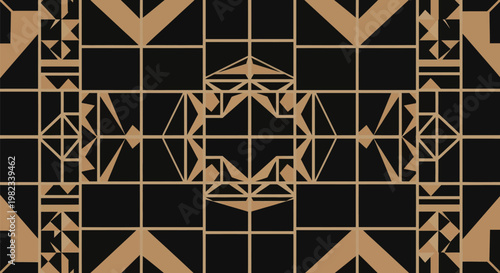 Art Deco inspired geometric pattern in gold and black.