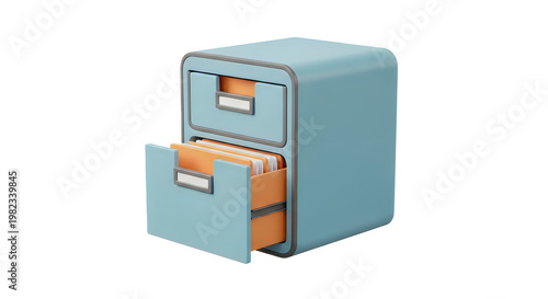 3D Render of a Modern File Cabinet with Two Drawers
