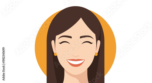 Flat vector illustration of a happy smiling woman portrait.