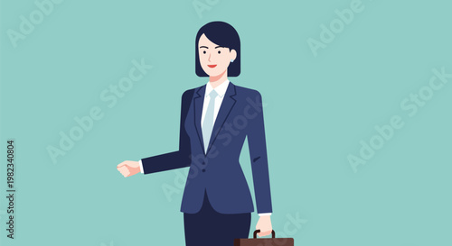 Professional Business Woman Holding a Briefcase.
