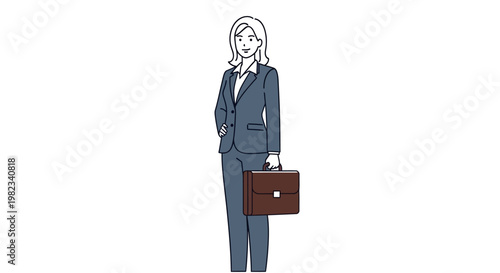 Illustration of a professional businesswoman standing with a briefcase.
