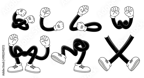 Cartoon arms with fists and sneakers.