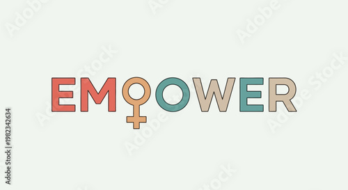 Empower word design with a female gender symbol replacing the letter P.