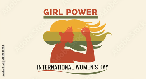 Girl Power International Womens Day feminist illustration.