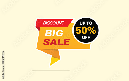 Eye catching discount banner up to 50 off big sale promotion