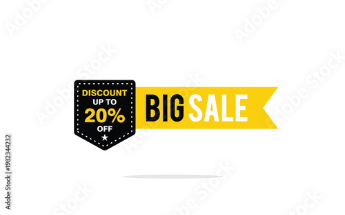 Big sale discount banner up to 20 off promotional graphic