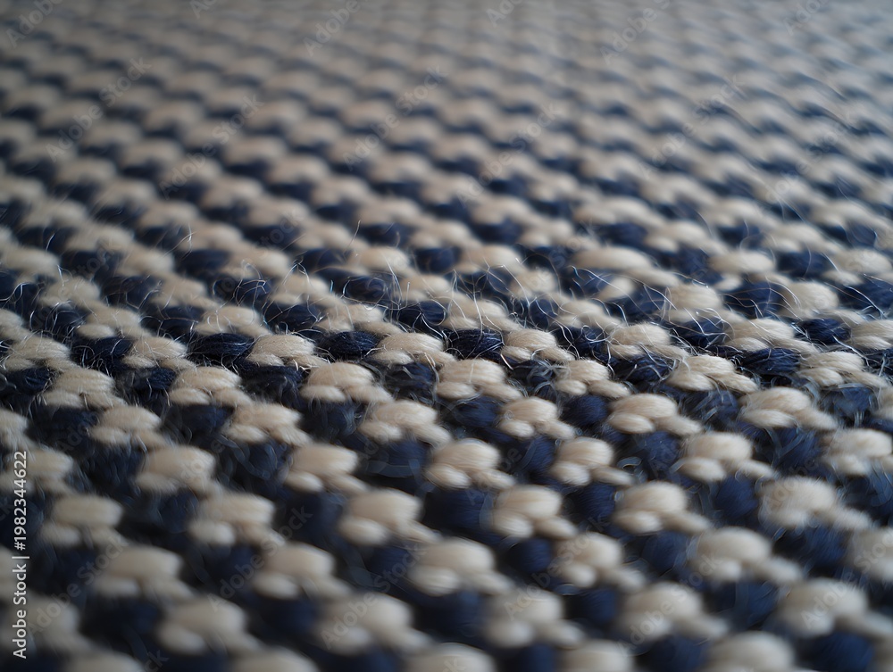 Obraz premium Close-up shot captures the intricate pattern and texture of tightly woven fabric, displaying a repeating checkered design.
