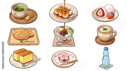 Japanese desserts and drinks collection