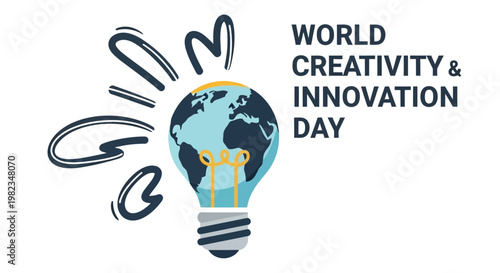 World creativity and innovation day concept with a lightbulb globe illustration