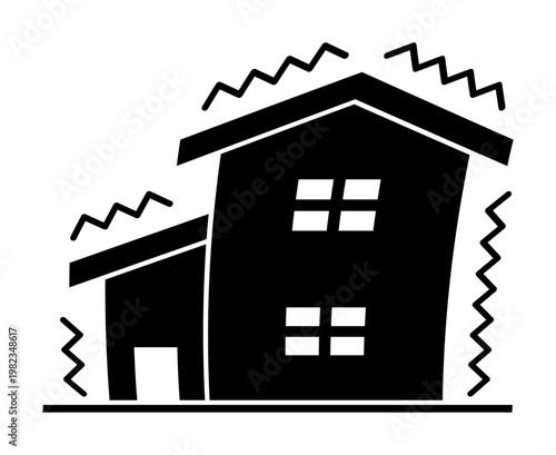 地震で揺れる家