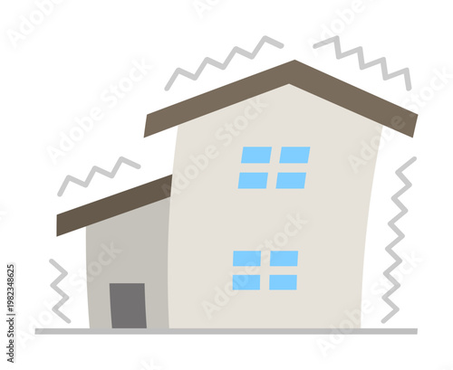 地震で揺れる家