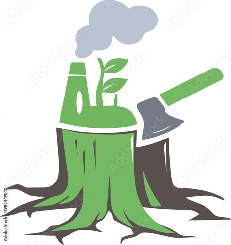 High-converting illustration of deforestation showing environmental crisis, global warming, sustainability issues and urgent need for nature protection.