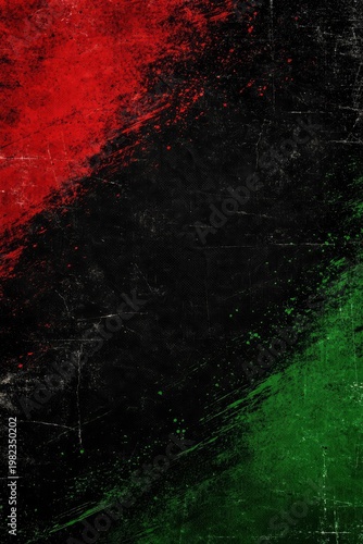 Abstract brushstroke pattern in red, black, and green colors for Juneteenth  