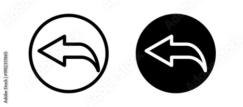 Reply icon in black color for website or app.