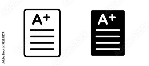 Report card icon in black color for website or app.