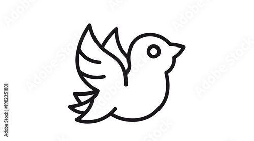 Obraz na płótnie Minimalist black line art vector icon of a flying bird with wings spread, simple outline illustration of a dove or sparrow in flight, scalable graphic symbol for nature and peace concepts