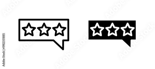 Review icon in black color for website or app.