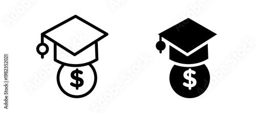 Scholarship icon in black color for website or app.
